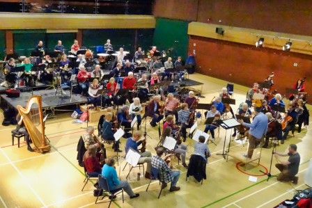 Orchestra in rehearsal, horns and brass